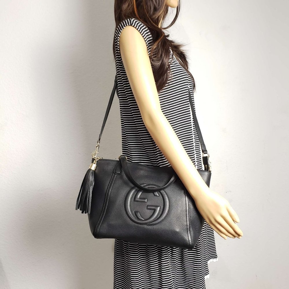 100% Authentic Gucci GG Soho Black Leather Shoulder Bag - Picture 16 of 16